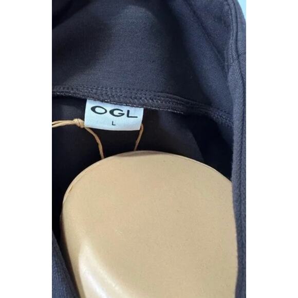 OGL Elevated V-Neck Midi Dress L Gray Long Sleeve Cinched Softtrine NWT - Picture 7 of 10